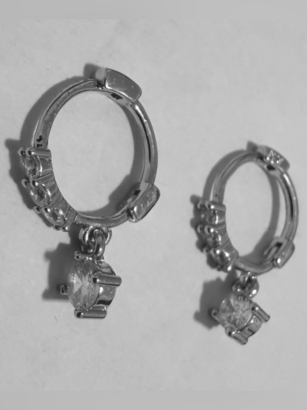 925 Sterling Silver 0.5 Carat Cubic Zirconia Huggie Hoop Drop Earrings